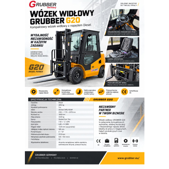 WÓZEK WIDŁOWY GRUBBER G20