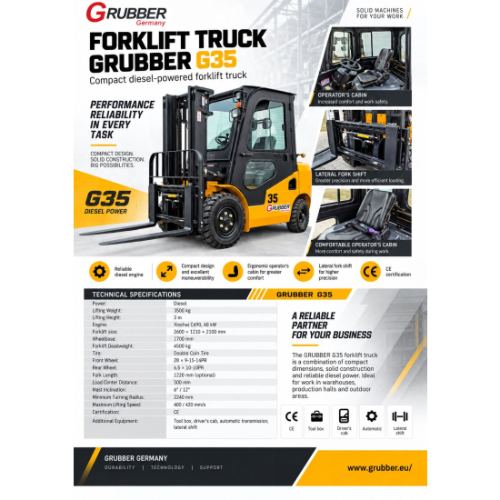 WÓZEK WIDŁOWY GRUBBER G35 3,5t