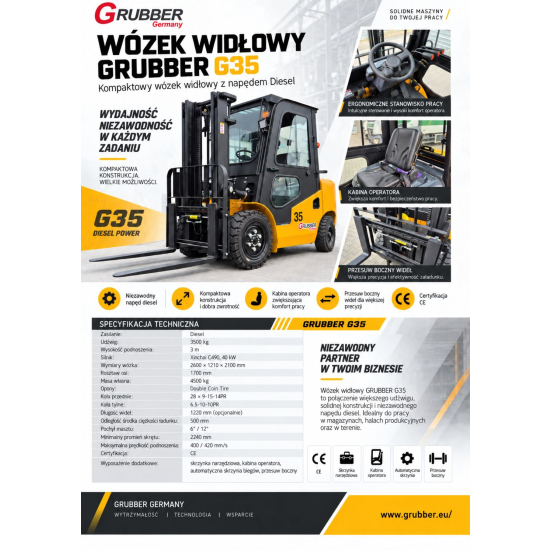 WÓZEK WIDŁOWY GRUBBER G35 3,5t