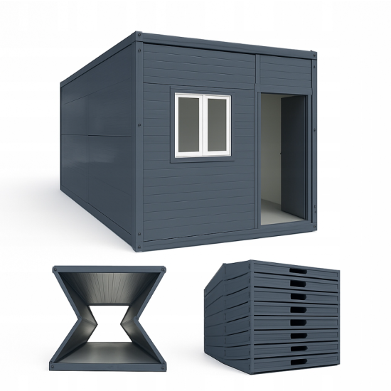 Kontener Składany Socjalny Biurowy 14m² GRUBBER Szary